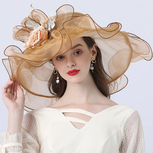 Vintage Style Fashion Tulle / Organza Hats / Headwear with Bowknot / Flower / Trim 1 Piece Wedding / Outdoor Headpiece