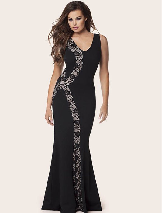 Lace Panel Maxi Dress