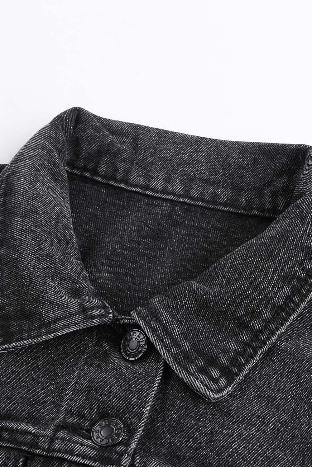 Gray Wash Button Pocket Denim Jacket