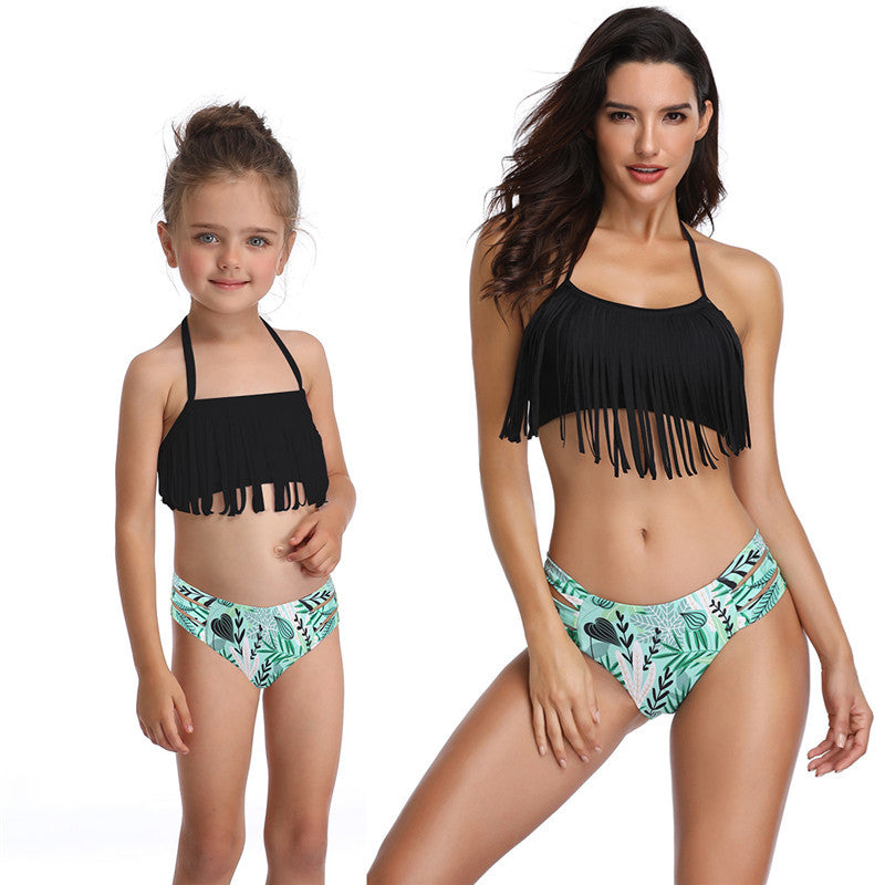 Parent-child Swimsuit European And American Tassel Split Bikini