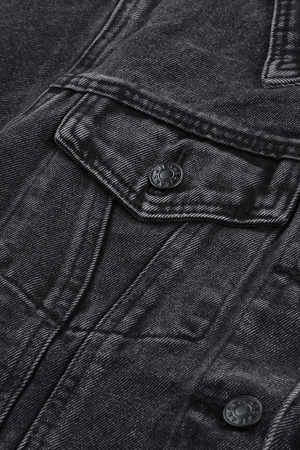 Gray Wash Button Pocket Denim Jacket