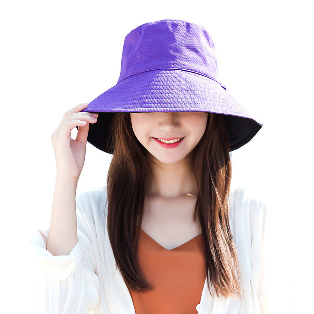 Women's Active Basic Cute Cotton Sun Hat-Color Block All Seasons Black Purple Yellow