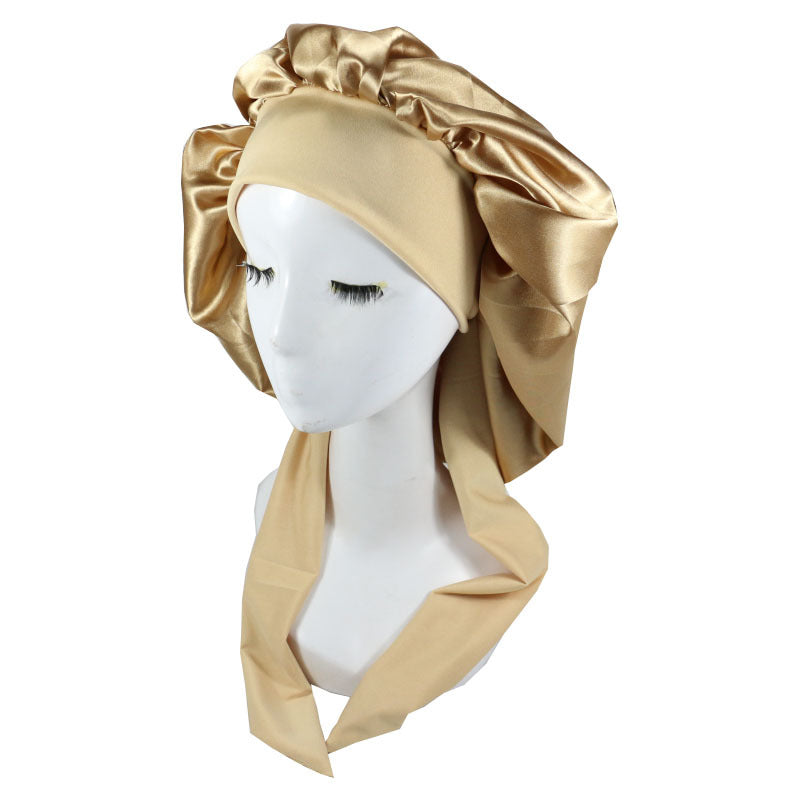 Women Silk Bonnet Home Curly Hair Sleeping Cap Lady Turban Hat