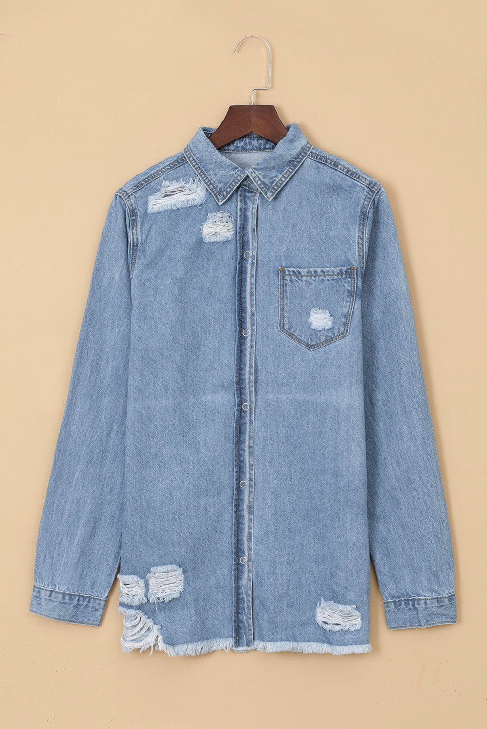 Fade Blue Ripped Denim Jacket