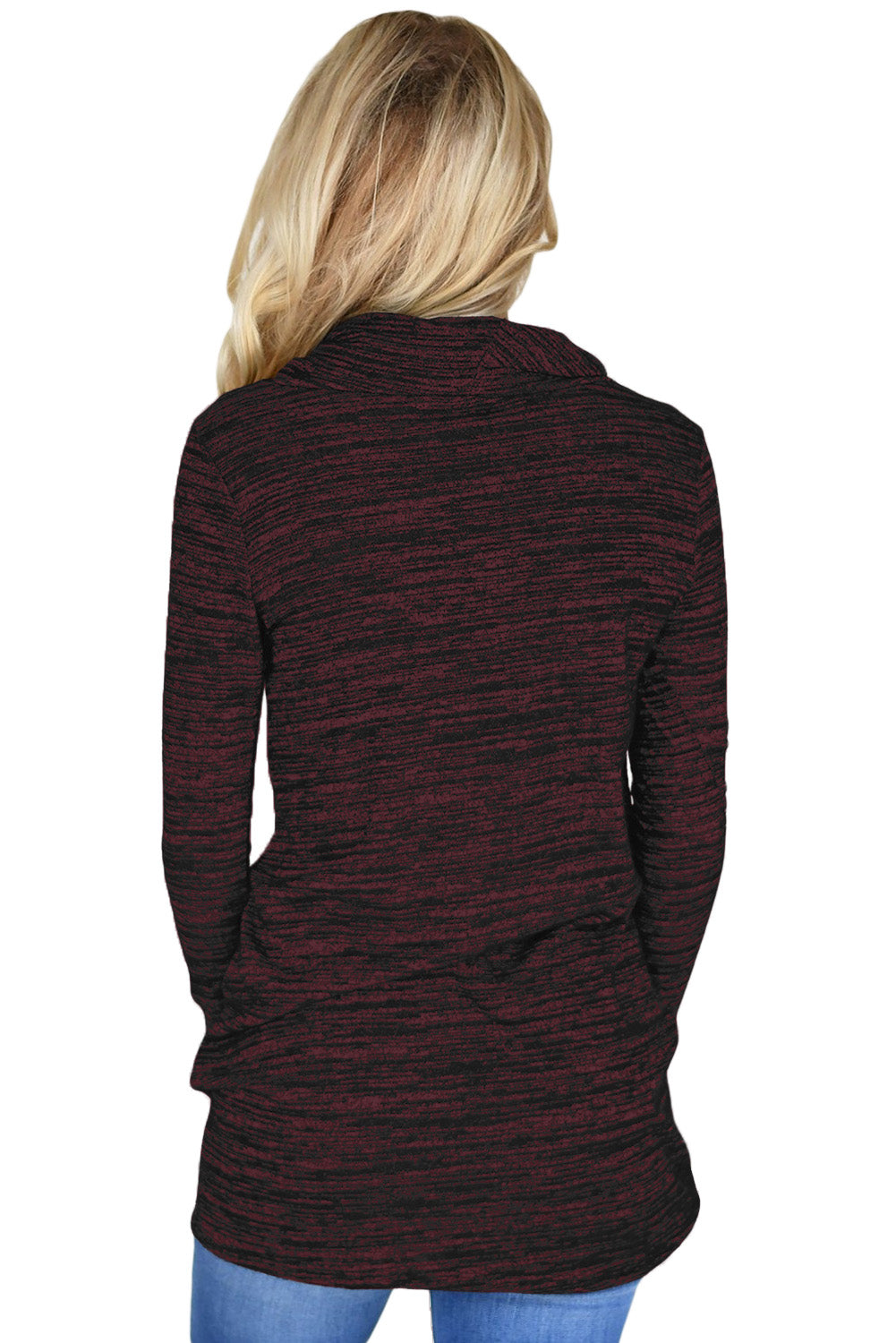 Heather Burgundy Mysig Cowl Neck dragsko