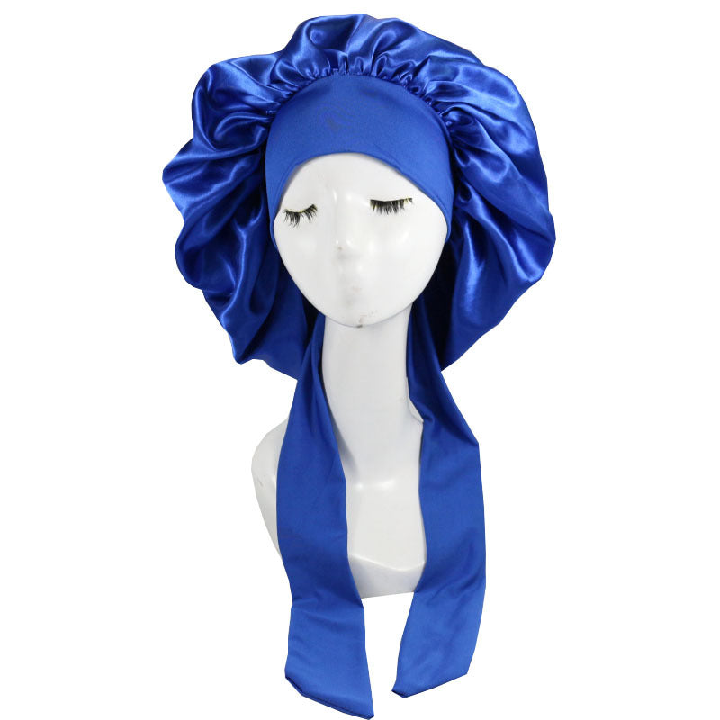 Women Silk Bonnet Home Curly Hair Sleeping Cap Lady Turban Hat