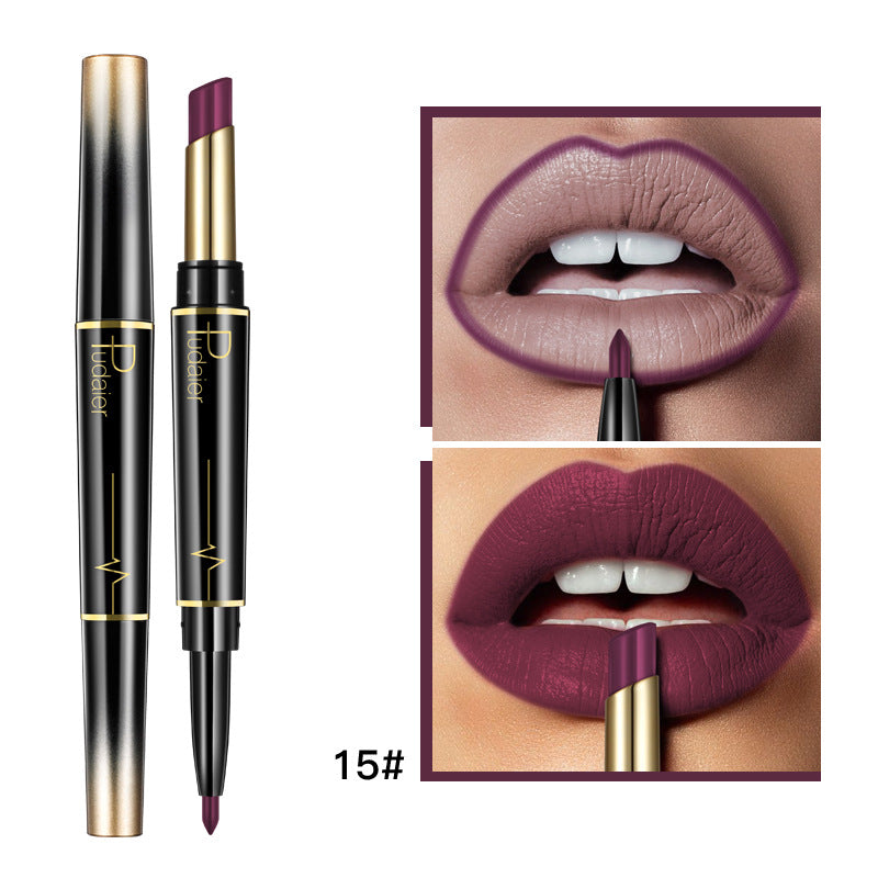 Double Head Matte Moisturizing Lipstick Lip Liner