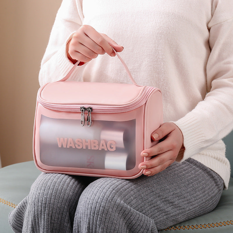 Storage Bag Pu Flip Carrying Bag Translucent Cosmetic Bag