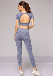 Sexy Women Yoga Suit High Waist 2 Pieces Camo Workout Leggings Sets