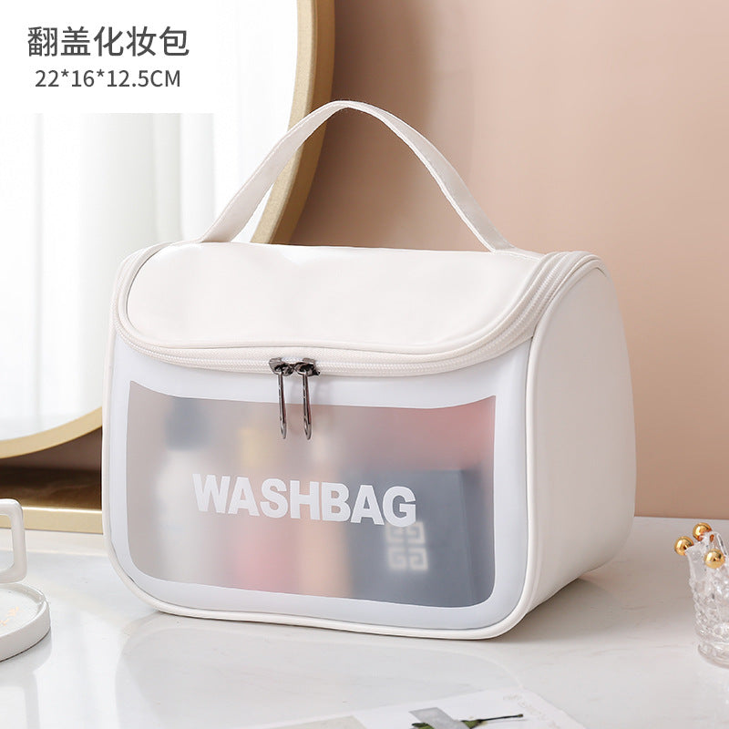 Storage Bag Pu Flip Carrying Bag Translucent Cosmetic Bag