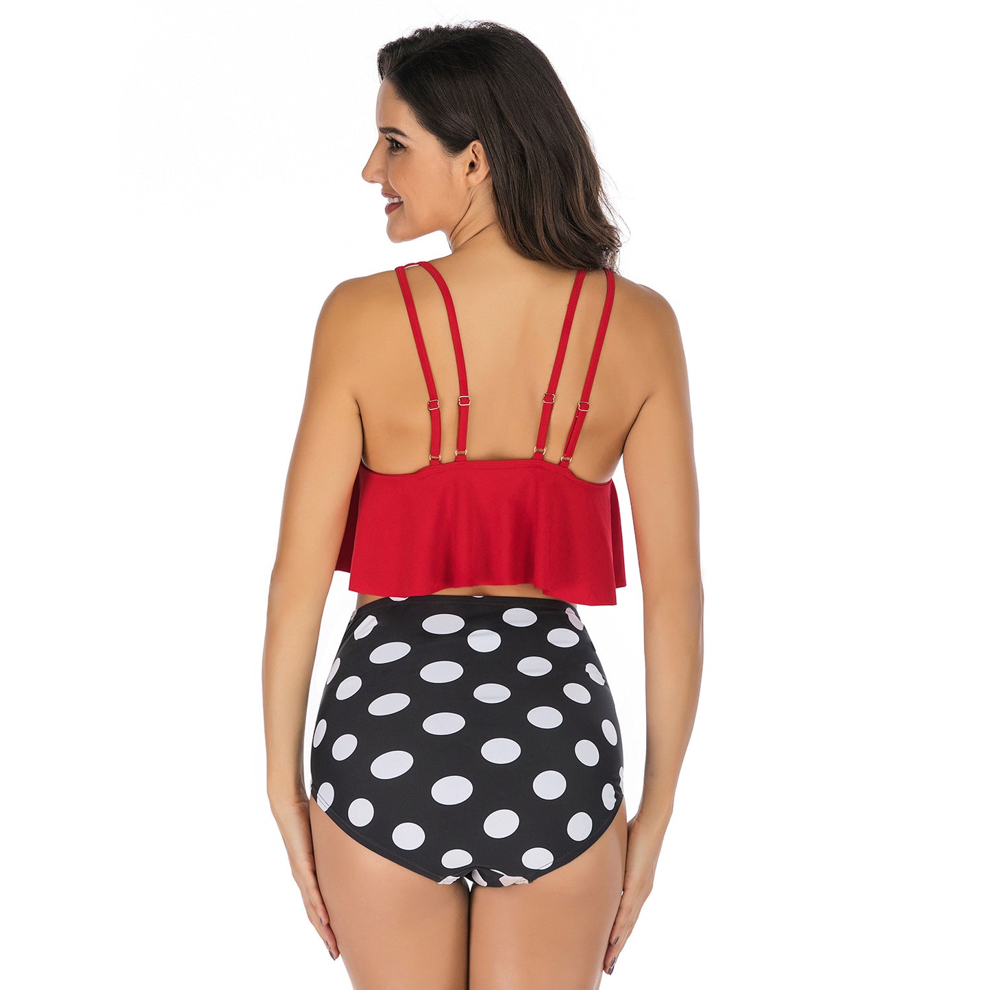 Sexy Swimsuit Sling Print Split High Waist Tankini