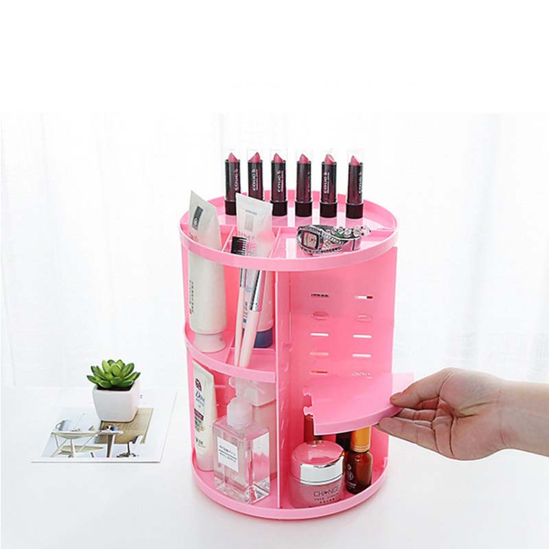 360-degree Rotating Makeup Organizer Box Brush Holder