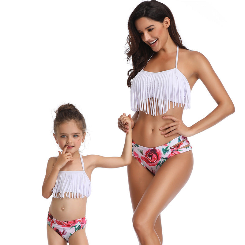 Parent-child Swimsuit European And American Tassel Split Bikini