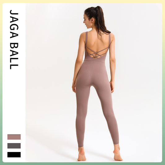 All-in-one Fitness Sports Suit Female Air Yoga Suit Sexy Peach Hip Jumpsuit