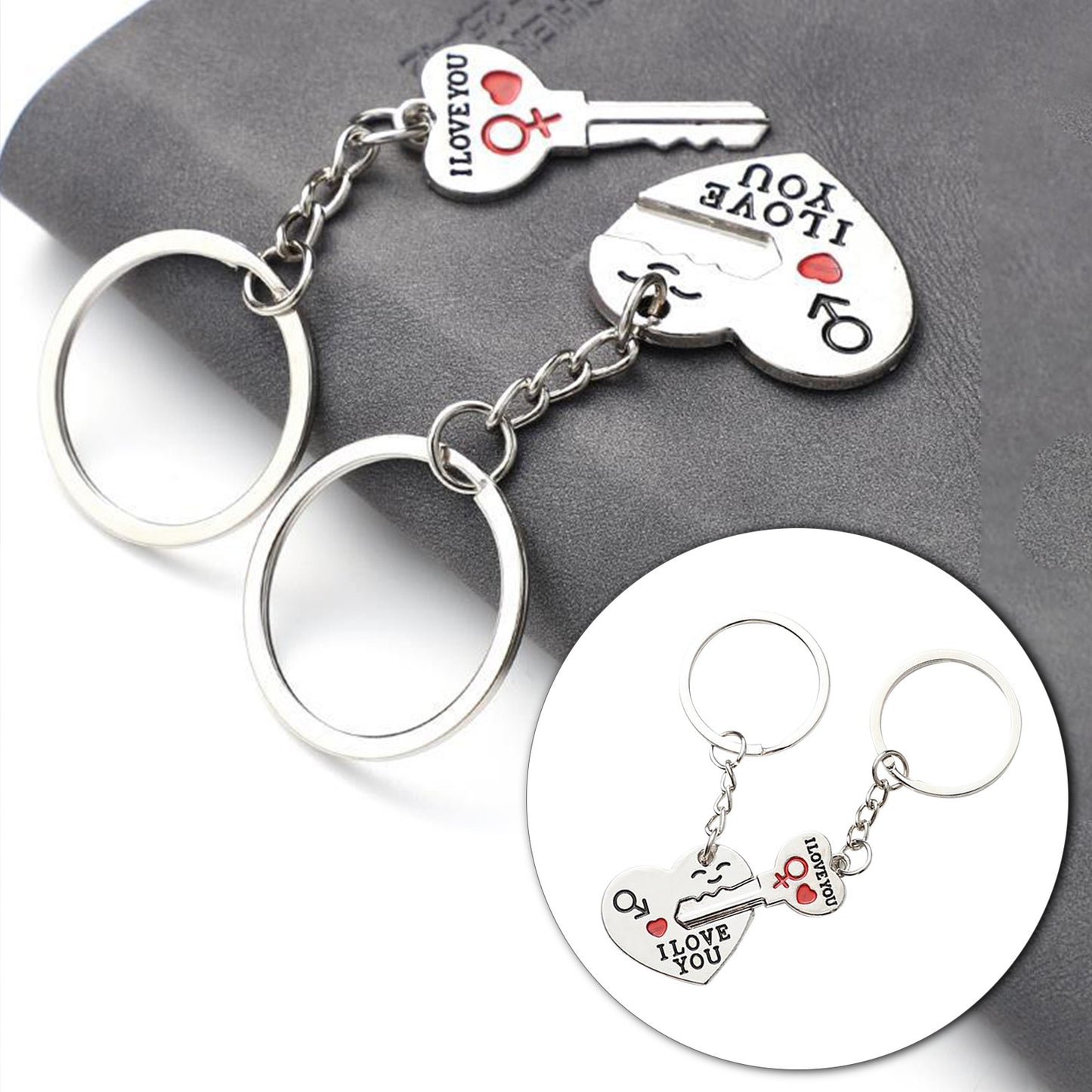 Creative Heart Key Couple Keychain