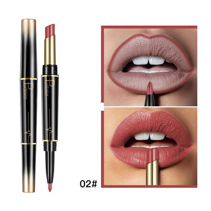 Double Head Matte Moisturizing Lipstick Lip Liner