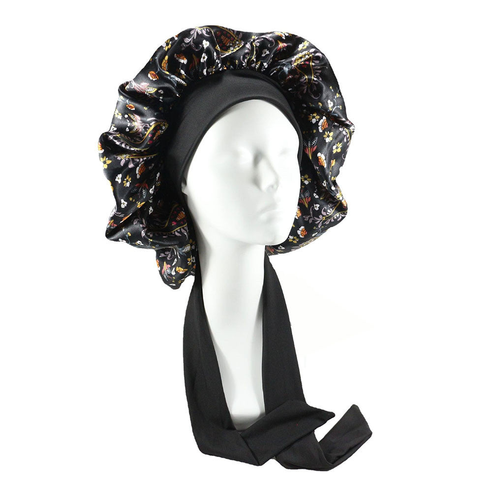 Women Silk Bonnet Home Curly Hair Sleeping Cap Lady Turban Hat