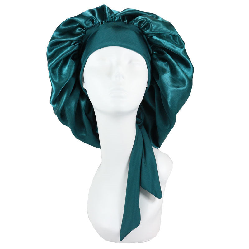 Women Silk Bonnet Home Curly Hair Sleeping Cap Lady Turban Hat