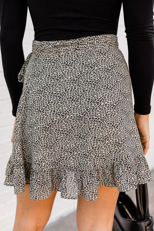 Leopard Wrap Ruffle Skirt