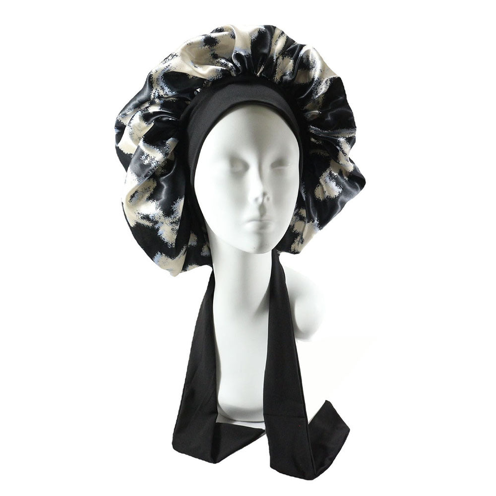 Women Silk Bonnet Home Curly Hair Sleeping Cap Lady Turban Hat