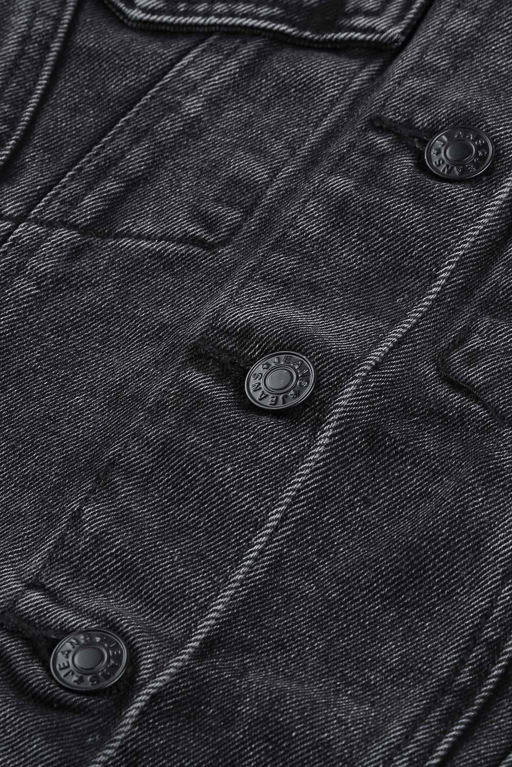 Gray Wash Button Pocket Denim Jacket