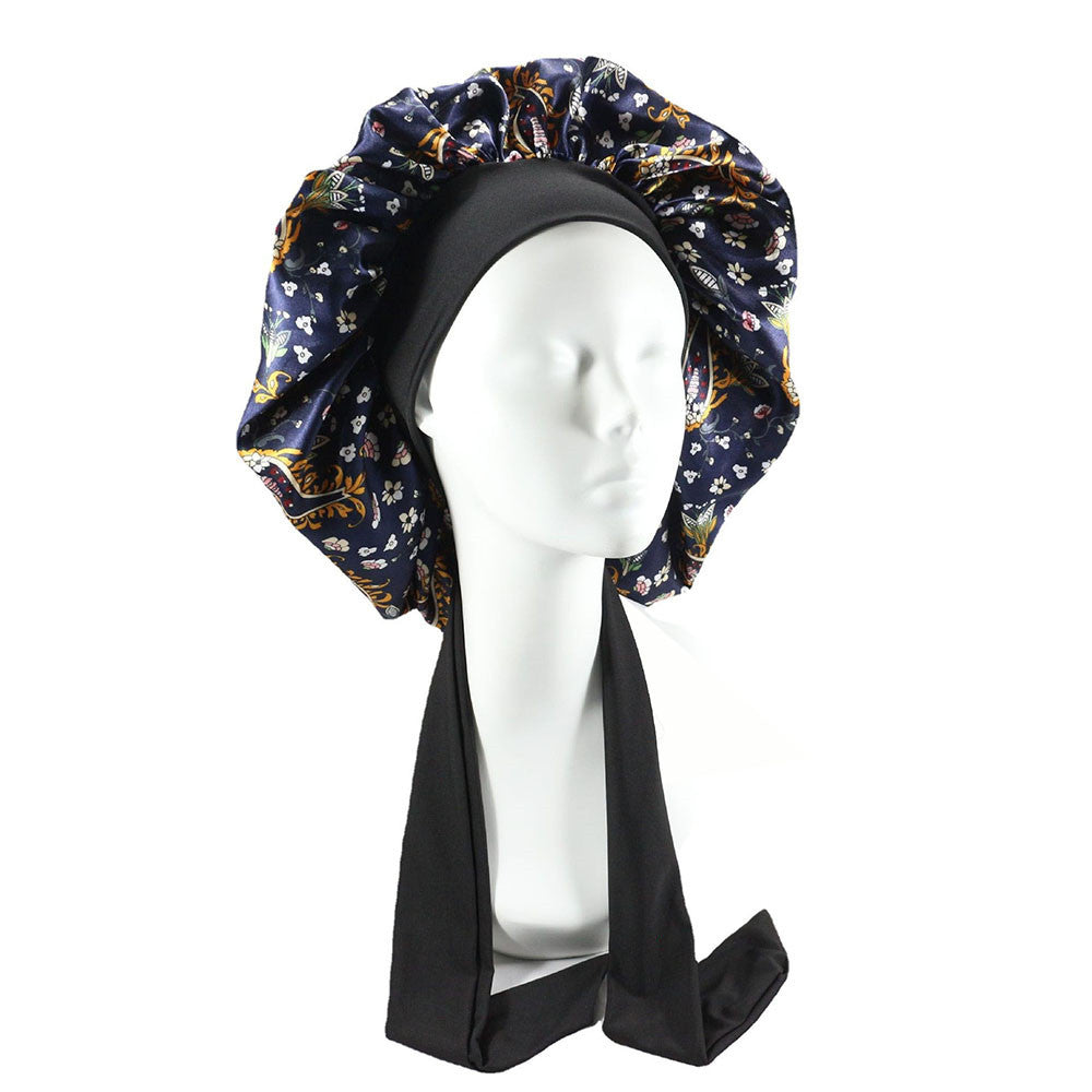 Women Silk Bonnet Home Curly Hair Sleeping Cap Lady Turban Hat