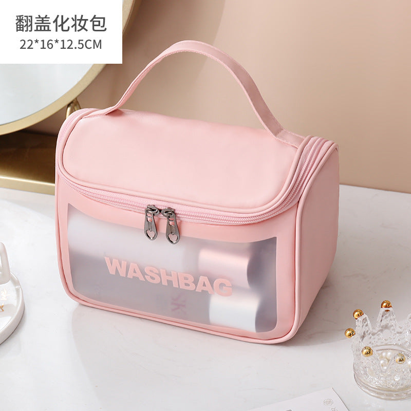 Storage Bag Pu Flip Carrying Bag Translucent Cosmetic Bag