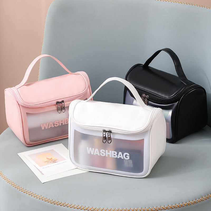 Storage Bag Pu Flip Carrying Bag Translucent Cosmetic Bag