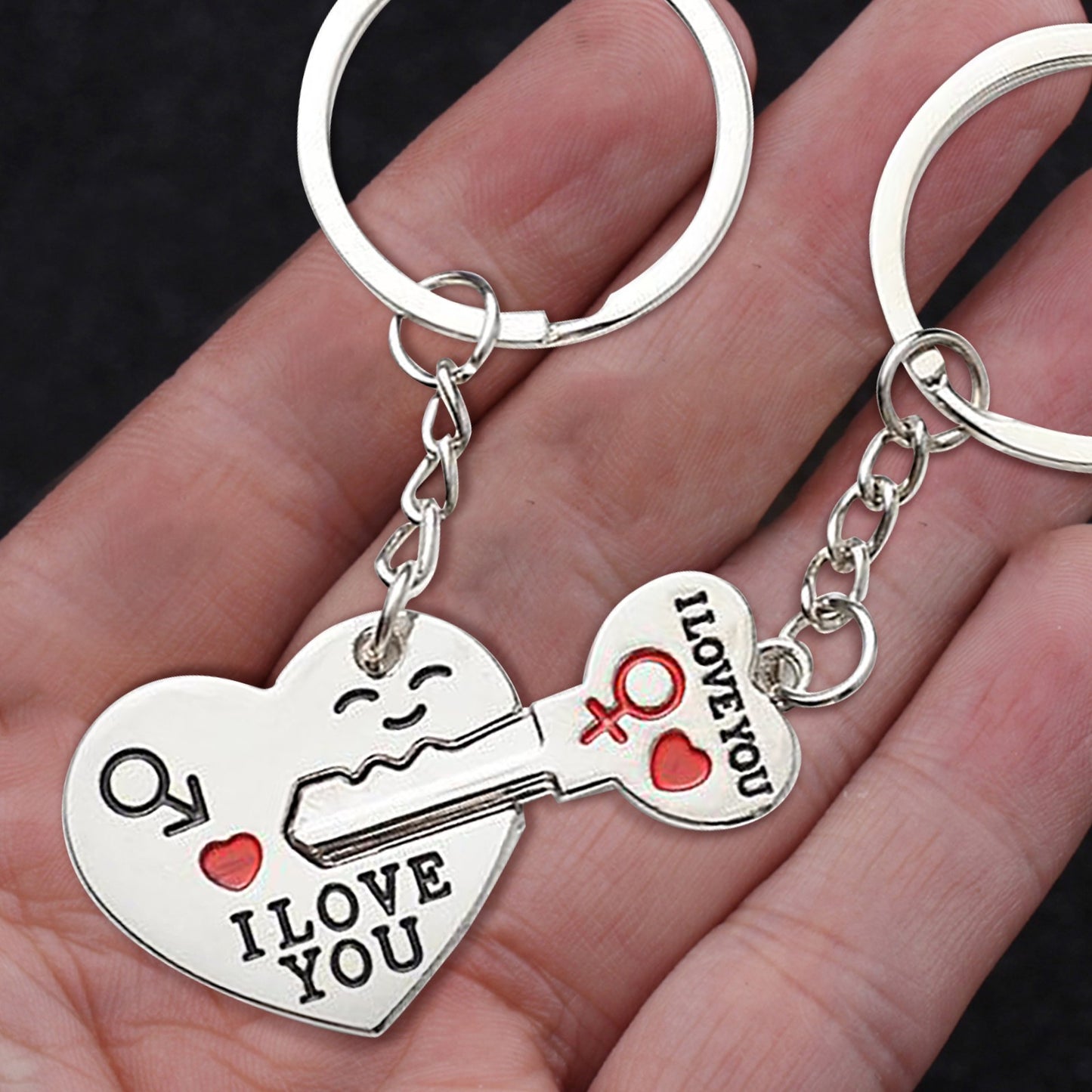 Creative Heart Key Couple Keychain