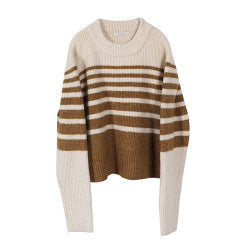 O Neck Long Sleeve Striped Sweaters Women Jumper