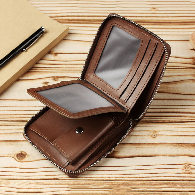 Pu Leather Coin Pocket Vintage  Brown Card Wallet