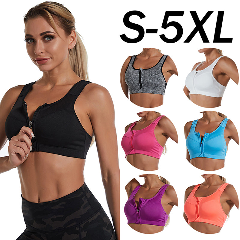 Sports Bra Women Gym Fitness Zipper High Impact Vest Active Wear