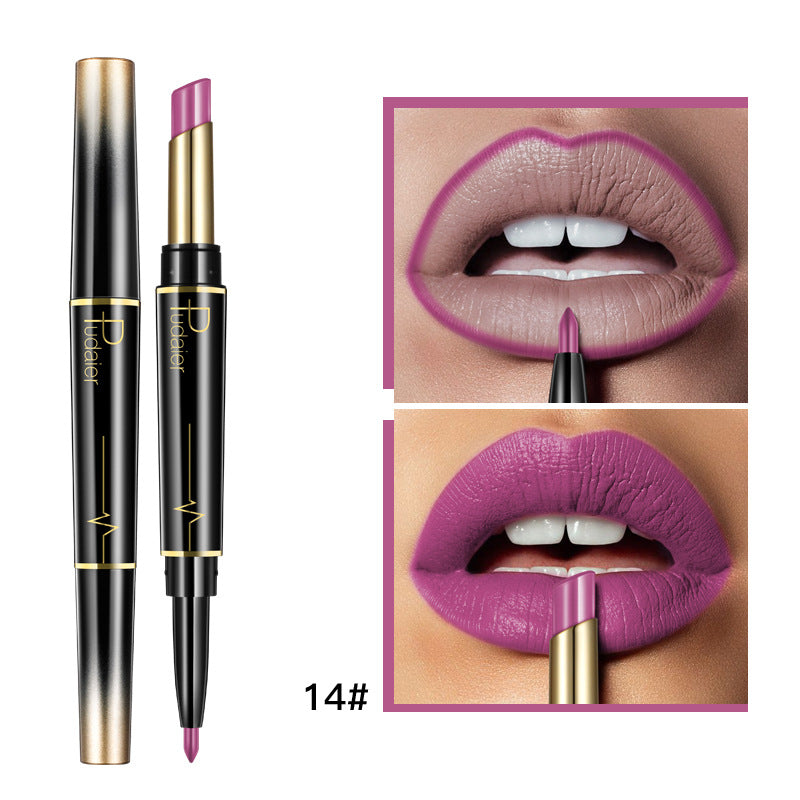 Double Head Matte Moisturizing Lipstick Lip Liner