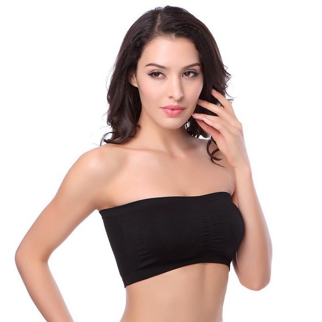 One Line Bra Double-Layer Tube Top with Bra Pad Wrapped Chest