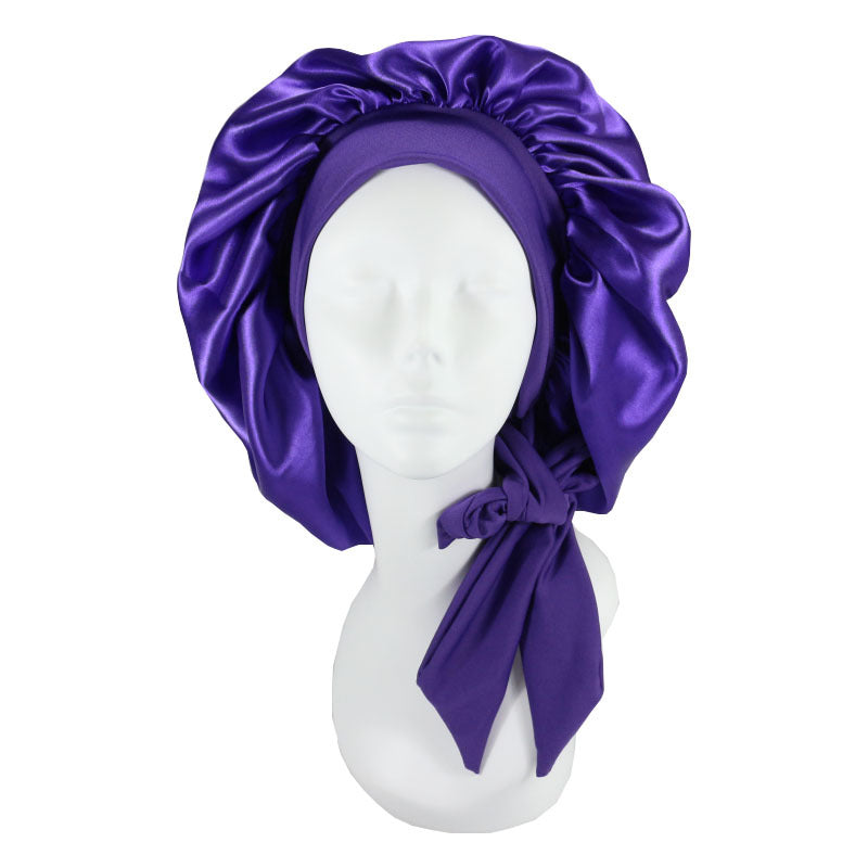 Women Silk Bonnet Home Curly Hair Sleeping Cap Lady Turban Hat