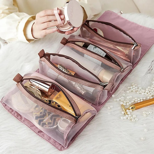 Cosmetic Bag Travel Organizer Foldable Hanging Nylon Makeup Bag