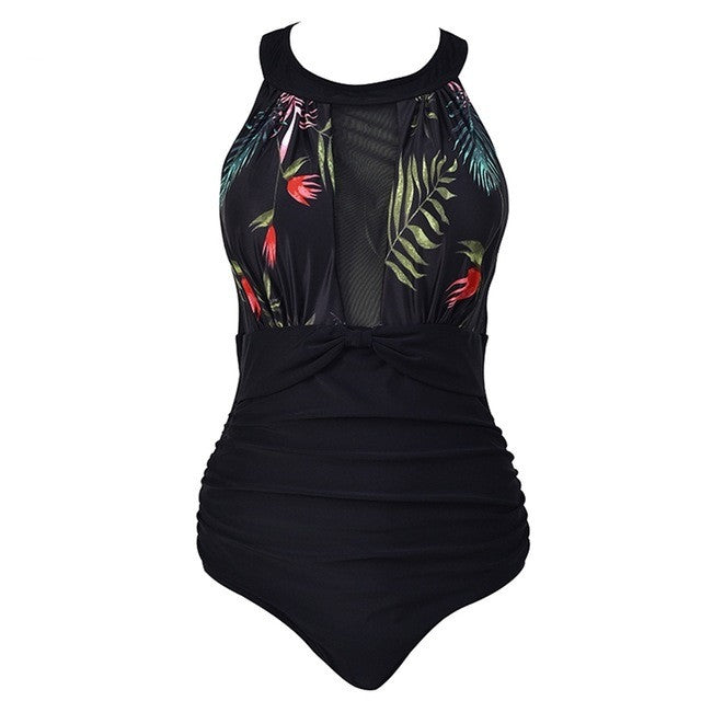 Sexy One Piece Swimsuit Women Mesh Patchwork Bathing Suits