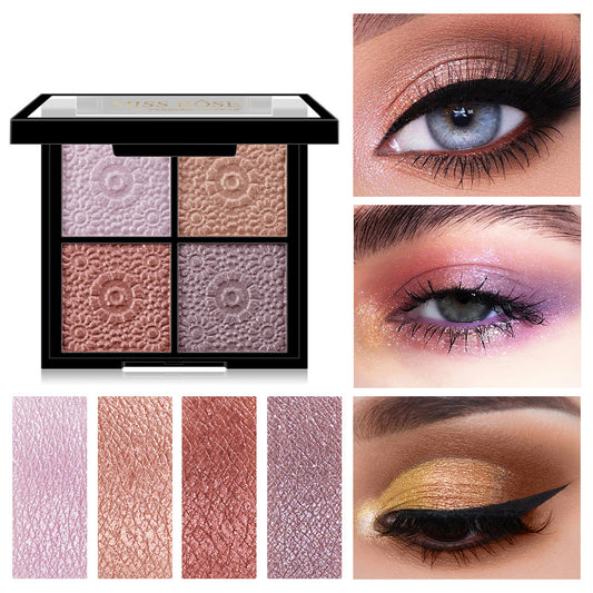 Pearlescent Matte Shimmer Glitter 4 Colors Eye Shadow Palette Eye Makeup Waterproof