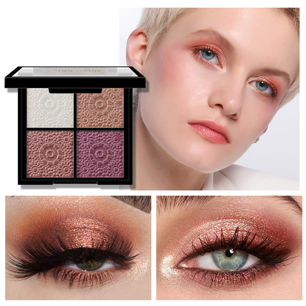 Pearlescent Matte Shimmer Glitter 4 Colors Eye Shadow Palette Eye Makeup Waterproof