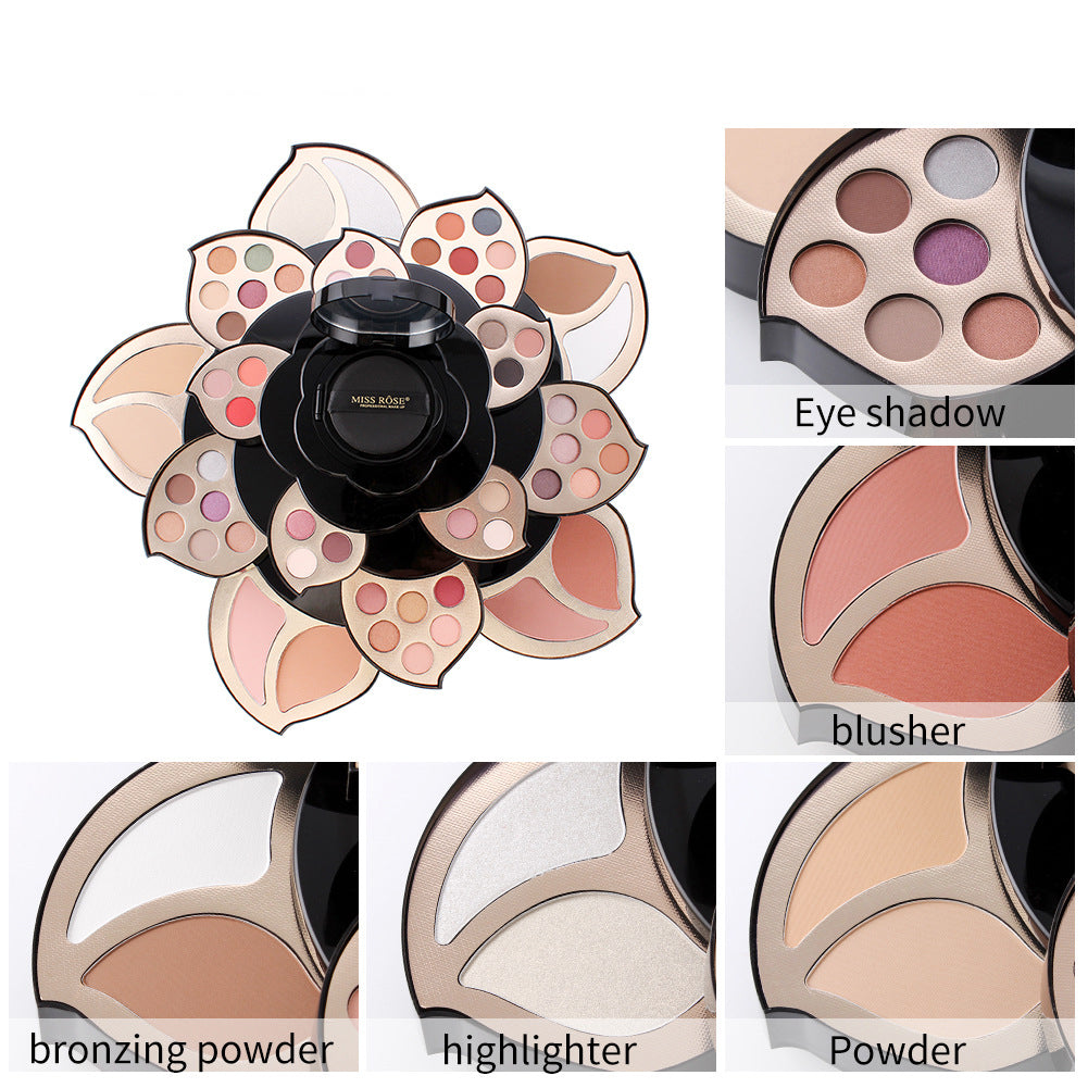 Multi-Functional Flower Rotating Eye Shadow Highlighter Blush Palette Makeup Set