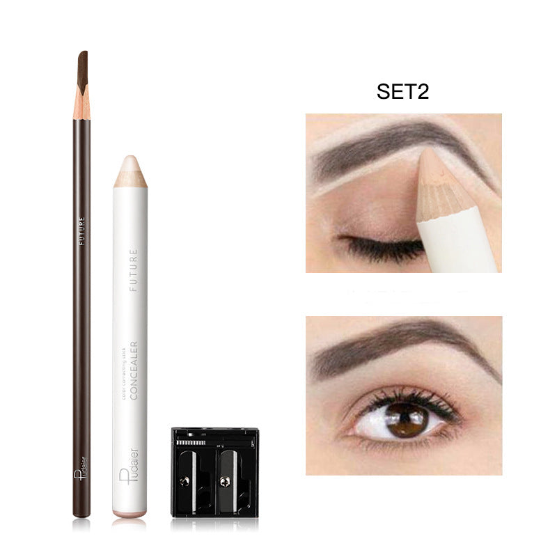 Waterproof Long Lasting Eyebrow Pencil Concealer With Sharpener Set