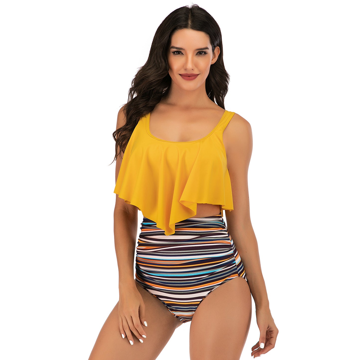 Sexy Swimsuit Sling Print Split High Waist Tankini