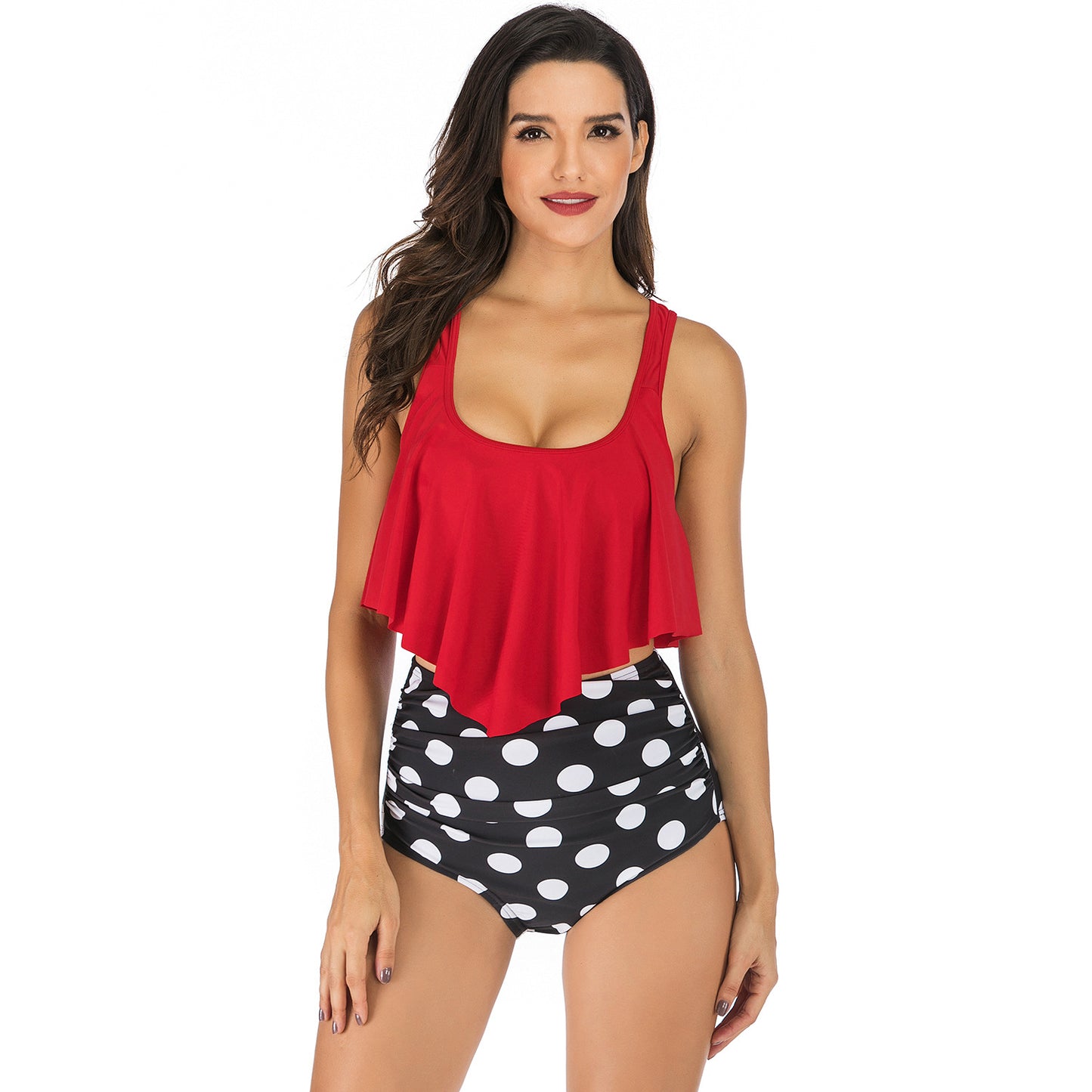 Sexy Swimsuit Sling Print Split High Waist Tankini