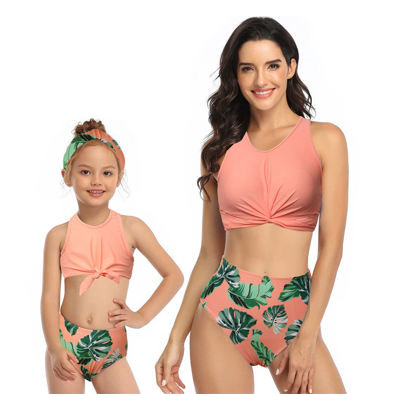 Baby Girls Swimsuit Family Matching Swimwear Children Leopard Bikini