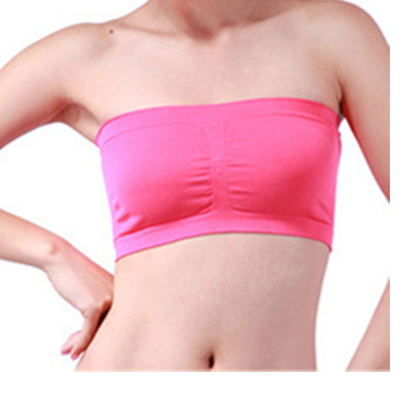 One Line Bra Double-Layer Tube Top with Bra Pad Wrapped Chest