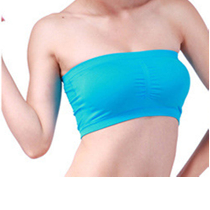 One Line Bra Double-Layer Tube Top with Bra Pad Wrapped Chest