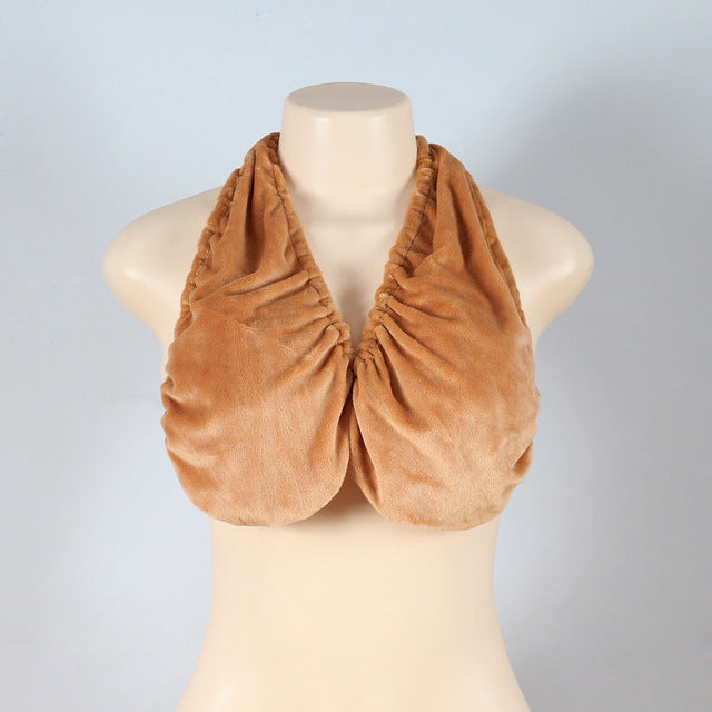 Kvinnor Tube Tops Solid BH Badhandduk Hängande Neck Wrapped BH