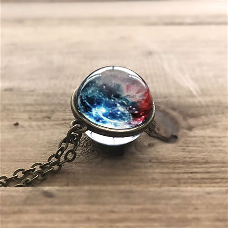 Universe Star Chain Necklace Women Ball Pendant Necklace