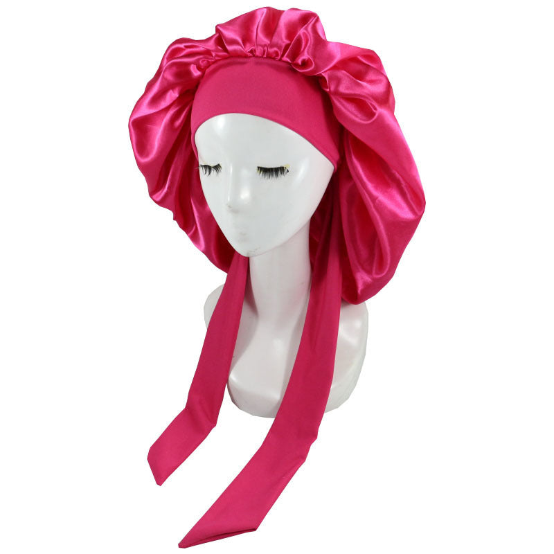 Women Silk Bonnet Home Curly Hair Sleeping Cap Lady Turban Hat