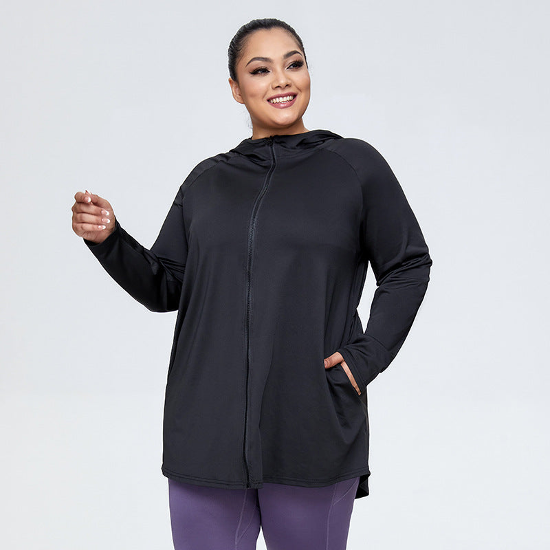 Zip Long Sleeve Yoga Jackets Plus Size Womens Running Coats